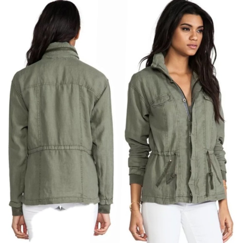 Michael Stars Anorak 100% Linen Army Green Jacket